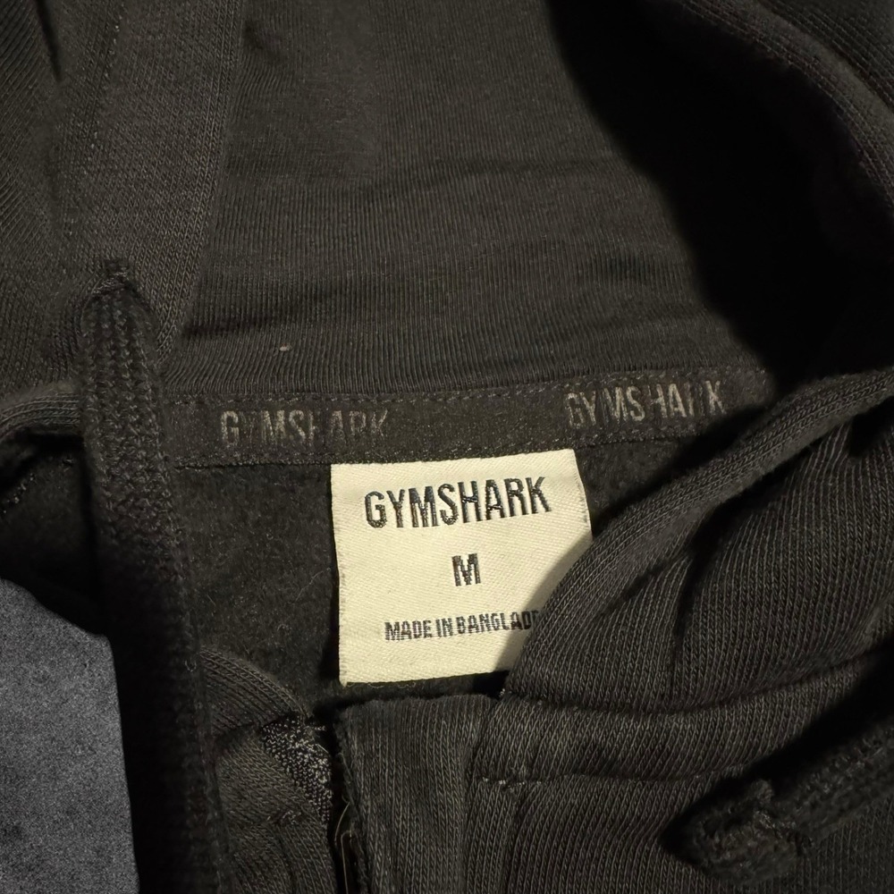 Gymshark Hoodie Mens Medium Black Full Zip Athletic Training Sweatshirt Gym Logo - Picture 3 of 5